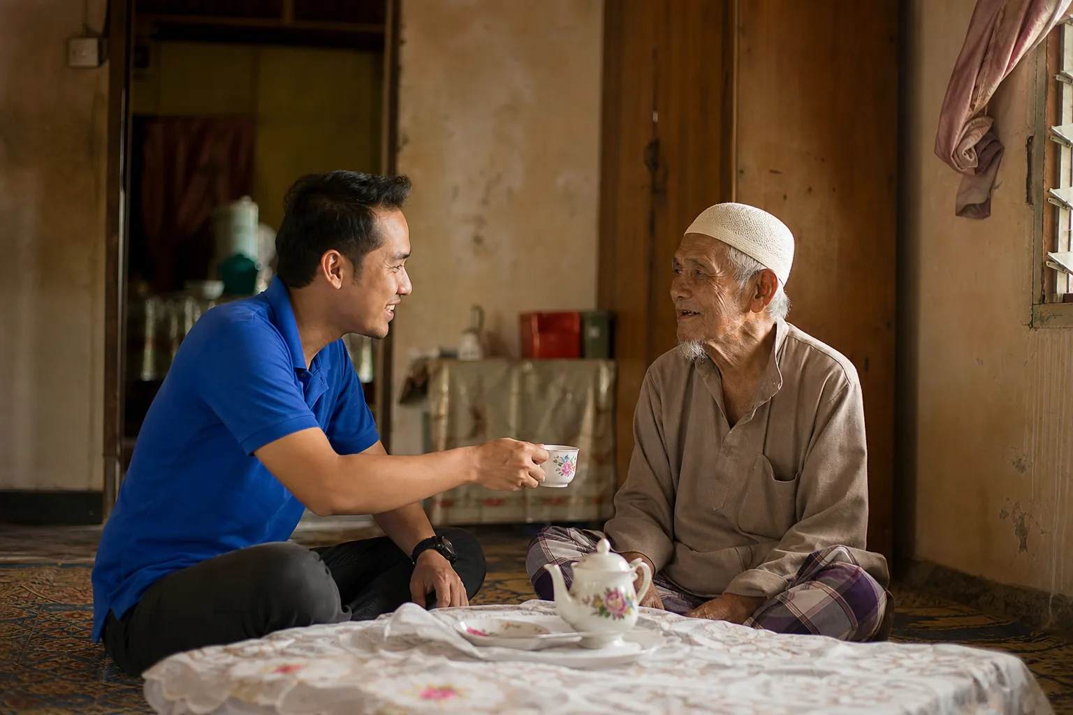Volunteer caring for elderly community member